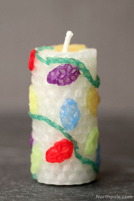 Surprisingly Simple Embellished Beeswax Candles: Christmas Lights