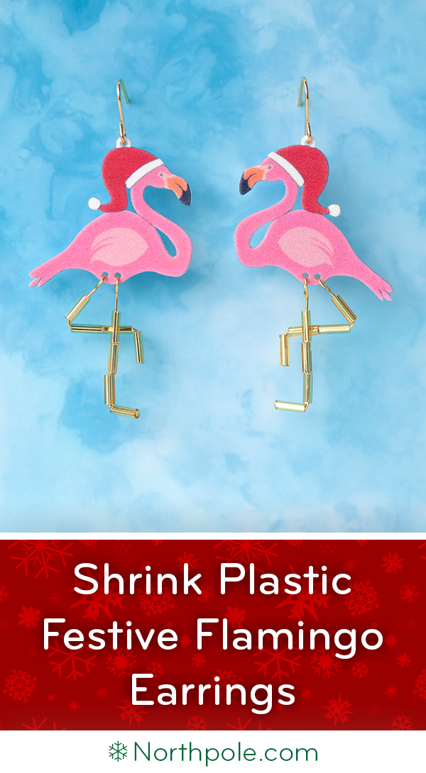 Shrink Plastic Festive Flamingo Earrings  Free Printable! Northpole.com Craft Cottage